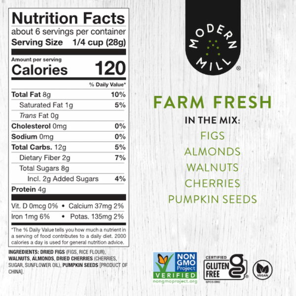 modern-mill-farm-fresh-pdp-nfp Modern Mill Farm Fresh Salad Topper Nutrition Facts Panel and ingredients