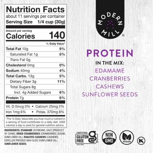 modern-mill-protein-pdp-nfp Modern Mill Protein Salad Topper Nutrition Facts Panel and ingredients
