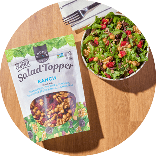 Modern Mill Ranch bag next to a bowl of salad