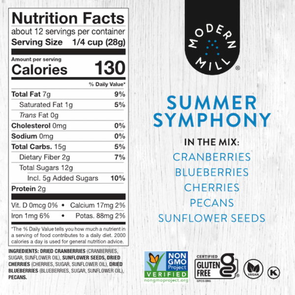 modern-mill-summer-symphony-pdp-nfp Modern Mill Summer Symphony Salad Topper Nutrition Facts Panel and ingredients